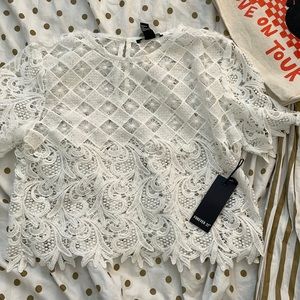 NWT Forever 21 Crochet Lace White Top